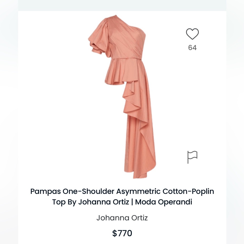 Johanna Ortiz Pampas One-Shoulder Asymmetric Cotton-Poplin Top
